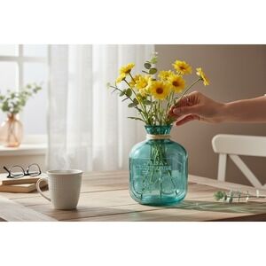 Home Essentials Glass Vase Unisex OS Turquoise NWOT Life is a Beautiful Ride
